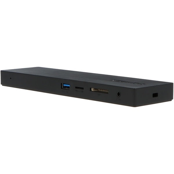 A VisionTek VT2500 - Multi Display USB-C Docking Station with 85W Power Delivery in black with a USB port.