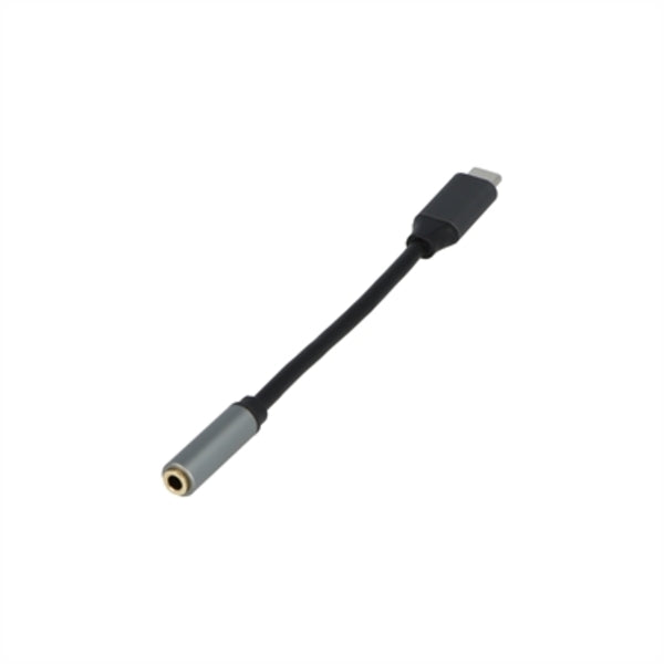 A VisionTek USB-C to 3.5mm Aux Audio Adapter (M/F) with a black cable.