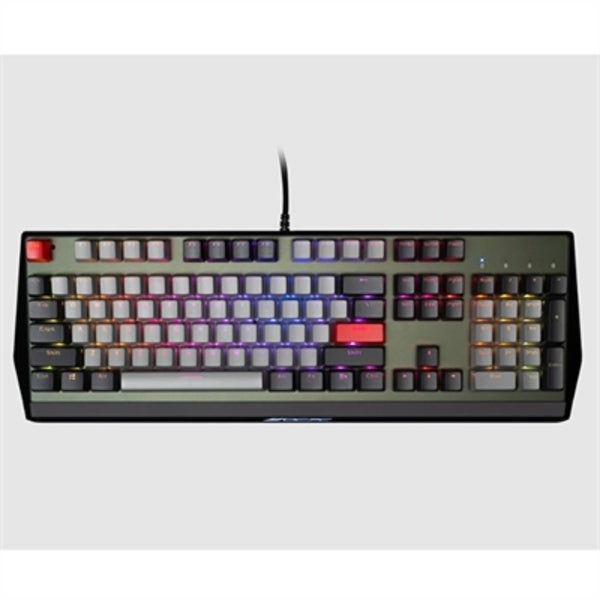 The VisionTek OCPC Gaming - KR1 Premium Mechanical Keyboard is a gaming keyboard with red and blue lights.