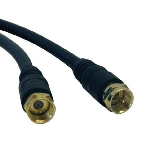 A pair of black and gold Tripp Lite 12ft Home Theater RG59 Coax Cable with F-Type Connectors 12'.