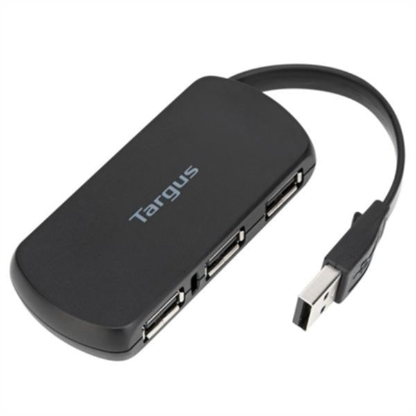 The Targus ACH114US 4-Port USB Hub is connected to a computer.