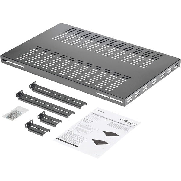 StarTech.com 1U Adjustable Mounting Depth Vented Rack Mount Shelf - Heavy Duty Fixed Rack Shelf - 250lbs / 113kg