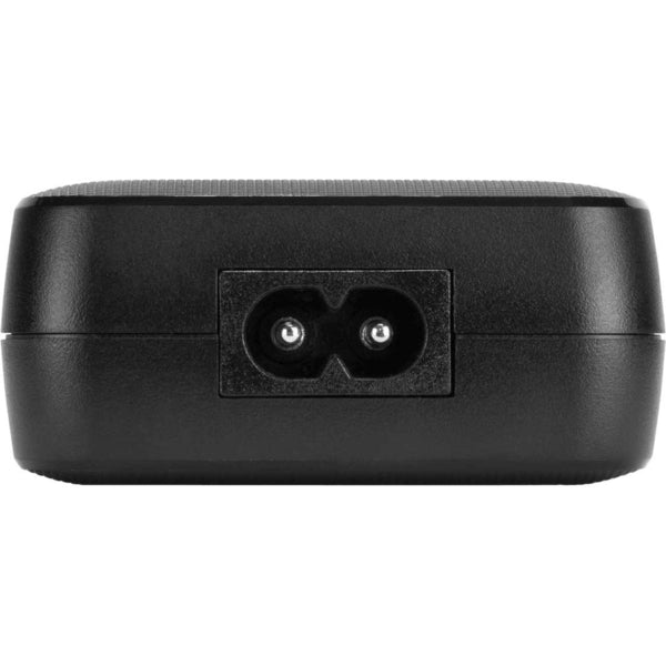 A black Targus 65W USB-C/USB-A Charger with a cord attached to it.
