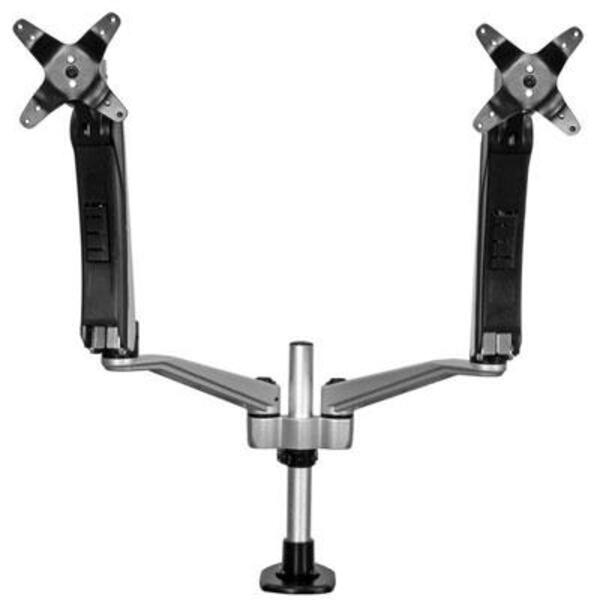 Two StarTech.com Desk Mount Dual Monitor Arms on a white background.