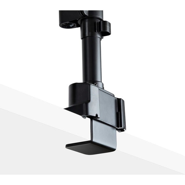 Two StarTech.com Desk Mount Dual Monitor Arms, Height Adjustable Full Motion Monitor Mount for 2x VESA Displays up to 32"/17lb, Stackable Arms on a white background.