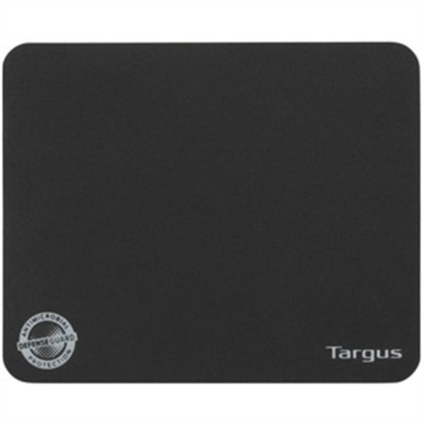 A black Targus Ultraportable Antimicrobial Mouse Mat with the word targus on it.