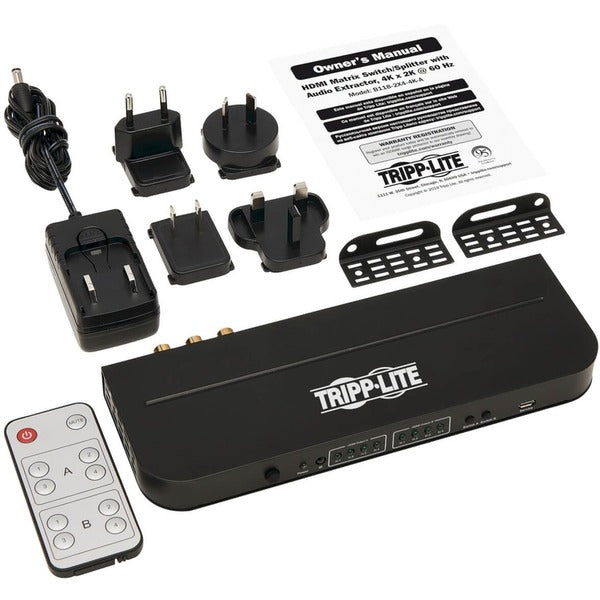 Tripp Lite 4x2 HDMI Matrix Switch/Splitter with Audio Extractor 4K @ 60Hz