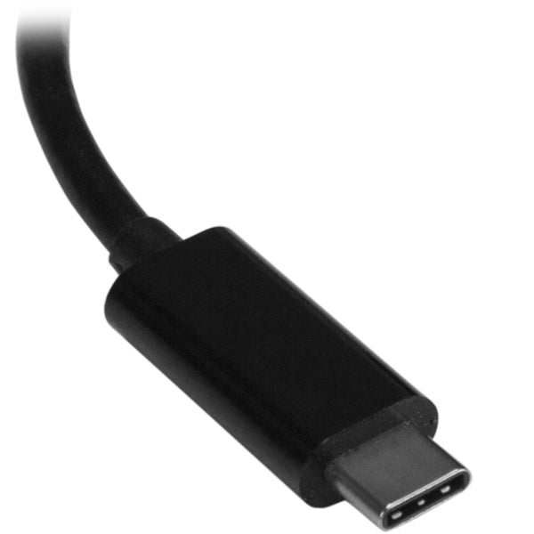 A black StarTech.com USB C to DisplayPort Adapter 4K 60Hz - USB Type-C to DP 1.4 Monitor Video Converter (DP Alt Mode) - Thunderbolt 3 Compatible.