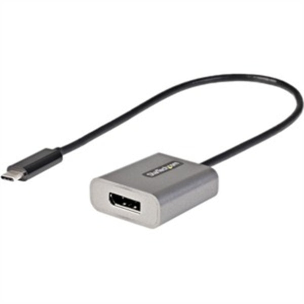 A StarTech.com USB-C to DisplayPort adapter connected to a hdmi cable.