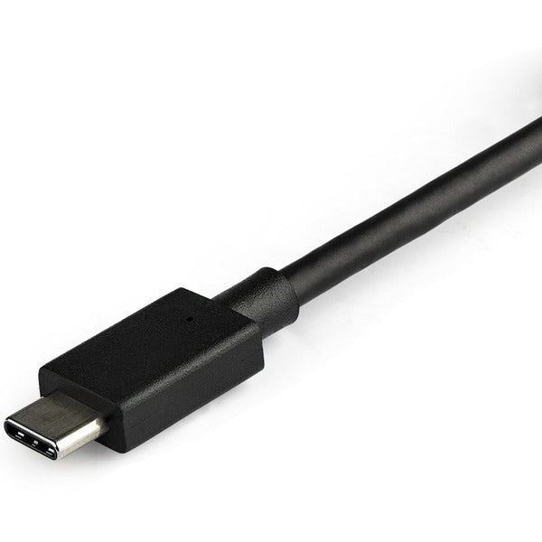 A black StarTech.com USB C to HDMI Adapter Dongle, 4K 60Hz, HDR10, USB-C to HDMI 2.0b Converter, USB Type-C DP Alt Mode to HDMI Monitor/Display