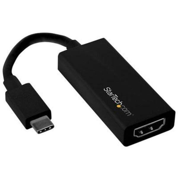 A black StarTech.com - USB-C to HDMI Adapter - 4K 30Hz - Black - USB Type-C to HDMI Adapter - USB 3.1 - Thunderbolt 3 Compatible.