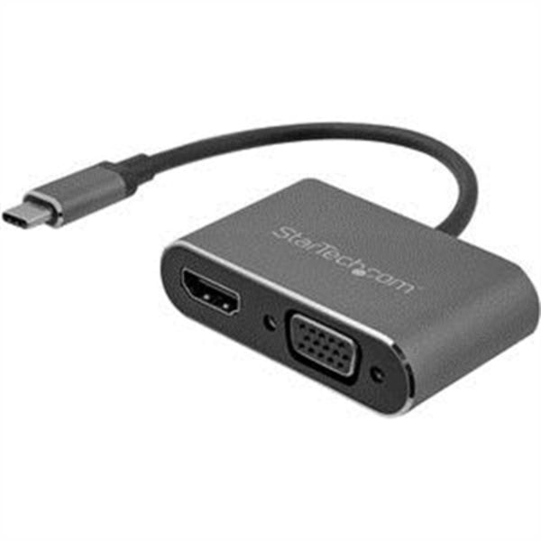 StarTech.com USB C to VGA and HDMI Adapter - Aluminum - USB-C Multiport Adapter - 6 in / 15.24 cm Built-In Cable.