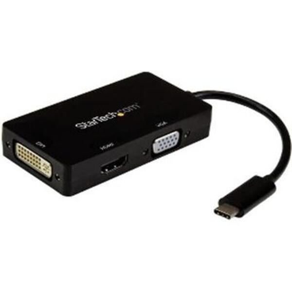 A StarTech.com USB-C Multiport Video Adapter - 3-in-1 USB Type-C Video Adapter - USB-C to VGA, DVI, HDMI - 4K 30 Hz - CDPVGDVHDBP.