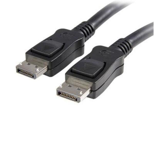 A pair of StarTech.com 15ft (5m) DisplayPort 1.2 Cables, 4K x 2K UHD VESA Certified DisplayPort Cables, DP Cables/Cords for Monitor, w/ Latches on a white background.