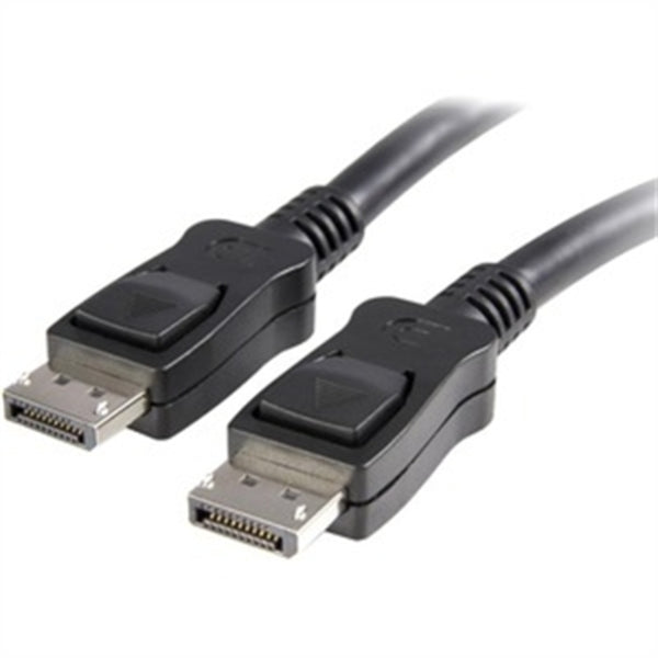 A pair of StarTech.com 35 ft DisplayPort cables with latches - M/M on a white background.