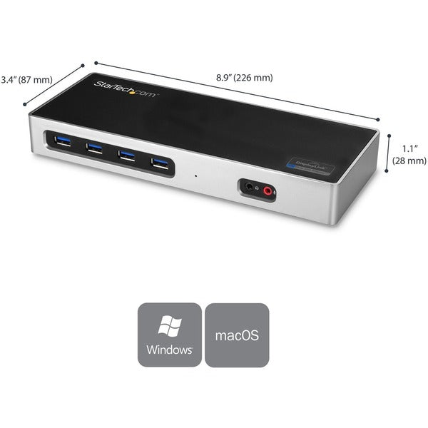 A StarTech.com USB-C / USB 3.0 Docking Station - Compatible with Windows / macOS - Supports 4K Ultra HD Dual Monitors - USB-C - Six USB Type-A Ports - DK30A2DH with two usb ports.