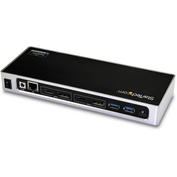 A StarTech.com USB-C / USB 3.0 Docking Station - Compatible with Windows / macOS - Supports 4K Ultra HD Dual Monitors - USB-C - Six USB Type-A Ports - DK30A2DH with two usb ports.