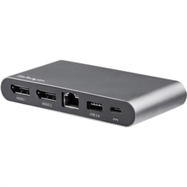 The Star Tech.com USB C Dock - 4K Dual Monitor DisplayPort Docking Station - 100W Power Delivery Passthrough, GbE, 2x USB-A - Multiport Adapter is shown on a white background.