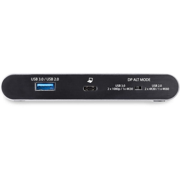 The Star Tech.com USB C Dock - 4K Dual Monitor DisplayPort Docking Station - 100W Power Delivery Passthrough, GbE, 2x USB-A - Multiport Adapter is shown on a white background.