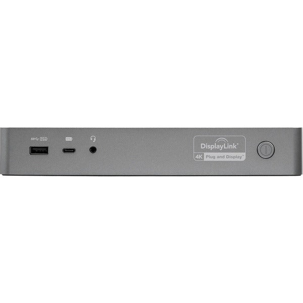 An image of a Star Tech.com USB-C &amp; USB-A Dock - Hybrid Universal Laptop Docking Station with Dual Monitor Display 4K 60Hz HDMI &amp; DisplayPort - 60W PD on a white surface.