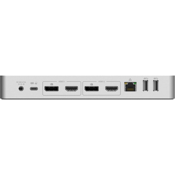 An image of a Star Tech.com USB-C &amp; USB-A Dock - Hybrid Universal Laptop Docking Station with Dual Monitor Display 4K 60Hz HDMI &amp; DisplayPort - 60W PD on a white surface.