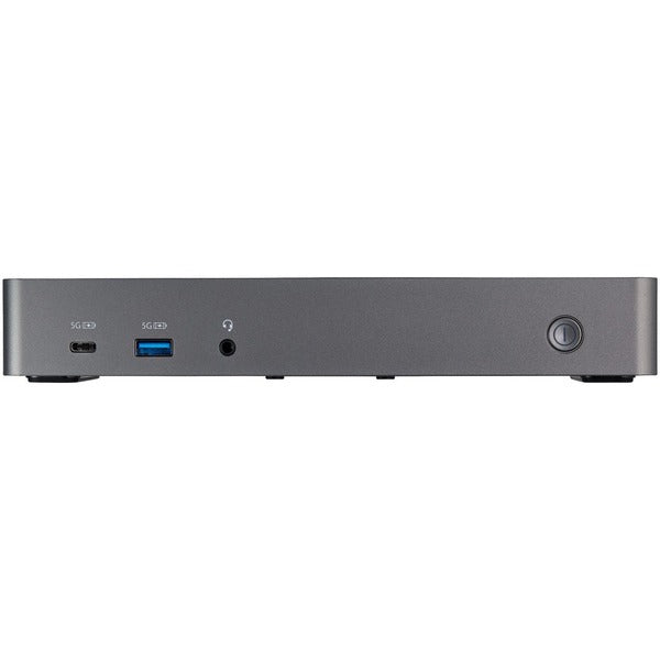 A computer with a Star Tech.com USB-C &amp; USB-A Dock - Hybrid Triple Monitor Laptop Docking Station DisplayPort &amp; HDMI 4K 60Hz/85W PD/6x USB/GbE/USB 3.1 Gen 2 connected to it.