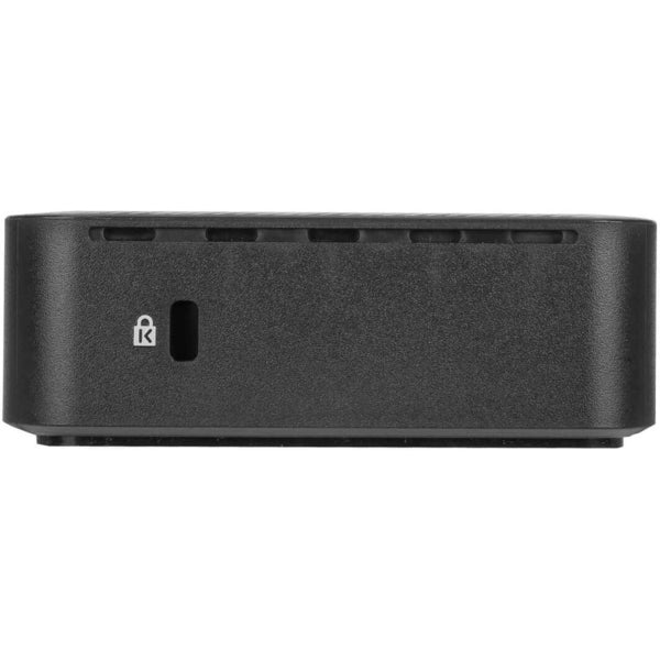 A black Targus Universal USB-C DV4K Docking Station with 65W Power Delivery laptop case with a usb port.