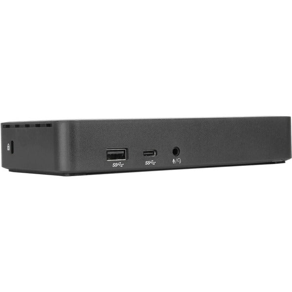 A black Targus Universal USB-C DV4K Docking Station with 65W Power Delivery laptop case with a usb port.