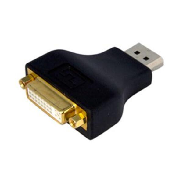 A black and gold StarTech.com Compact DisplayPort to DVI Adapter, DP 1.2 to DVI-D Adapter/Video Converter 1080p, DP to DVI Monitor, Latching DP Connector (DP2DVIADAP).