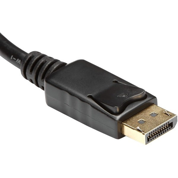 A black StarTech.com DisplayPort to HDMI Adapter, 1080p DP to HDMI Video Converter, DP to HDMI Monitor/TV Dongle, Passive, Latching DP Connector.