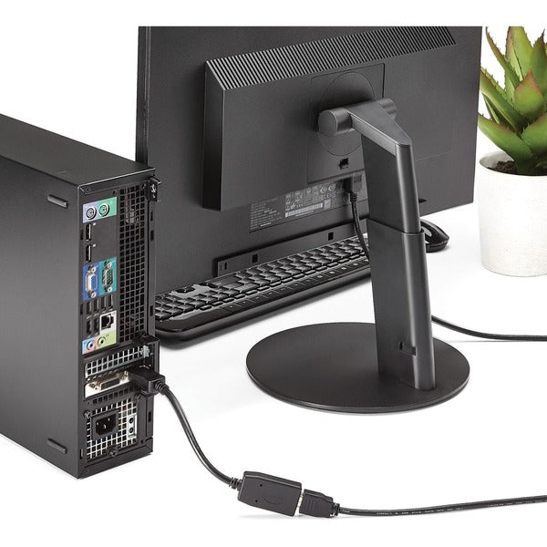 A black StarTech.com DisplayPort to HDMI Adapter, 1080p DP to HDMI Adapter/Video Converter, VESA Certified, DP to HDMI Monitor/Display, Passive.