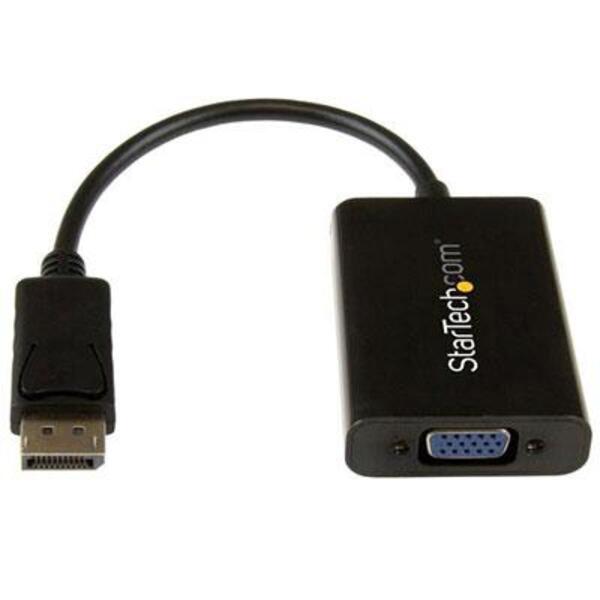 A black StarTech.com DisplayPort to VGA Adapter with Audio - DP to VGA Converter - 1920x1200.