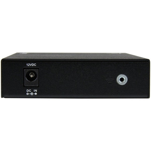 A StarTech.com Gigabit Ethernet Multi Mode Fiber Media Converter SC 550m - 1000 Mbps on a white background.