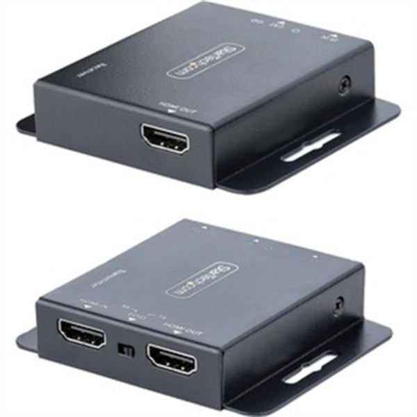 Two StarTech.com HDMI Extender over CAT6/CAT5, 4K 30Hz/130ft PoC HDMI over Ethernet Extender, HDMI Transmitter and Receiver kit, IR Extension converters.