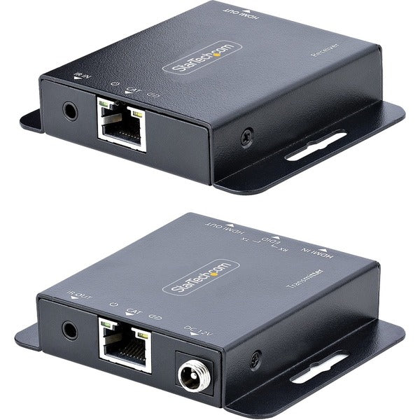 Two StarTech.com HDMI Extender over CAT6/CAT5, 4K 30Hz/130ft PoC HDMI over Ethernet Extender, HDMI Transmitter and Receiver kit, IR Extension converters.