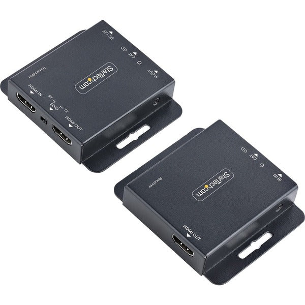 Two StarTech.com HDMI Extender over CAT6/CAT5, 4K 30Hz/130ft PoC HDMI over Ethernet Extender, HDMI Transmitter and Receiver kit, IR Extension converters.