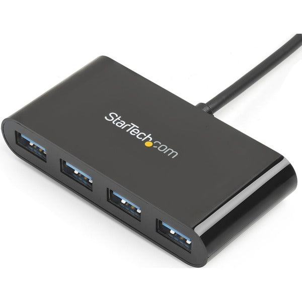A StarTech.com USB C Hub - 4 Port USB C to USB-A (4x) - Bus Powered USB Hub - USB Type C to USB Hub - USB-C to USB - USB 3.1 Type C adapter with two usb ports.