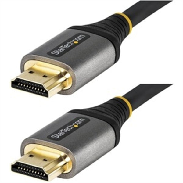 A pair of StarTech.com 6ft (2m) Premium Certified HDMI 2.0 Cables, High Speed Ultra HD 4K 60Hz HDMI Cables with Ethernet, HDR10, UHD HDMI Monitor Cord with gold connectors.