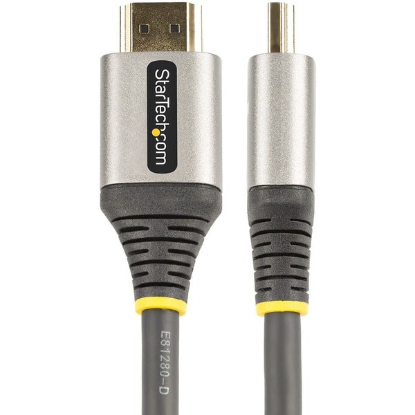 A pair of StarTech.com 6ft (2m) Premium Certified HDMI 2.0 Cables, High Speed Ultra HD 4K 60Hz HDMI Cables with Ethernet, HDR10, UHD HDMI Monitor Cord with gold connectors.