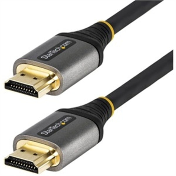A pair of Startech.com 16ft (5m) Premium Certified HDMI 2.0 Cables, High Speed Ultra HD 4K 60Hz HDMI Cables w/ Ethernet, HDR10, UHD HDMI Monitor Cord with gold connectors.