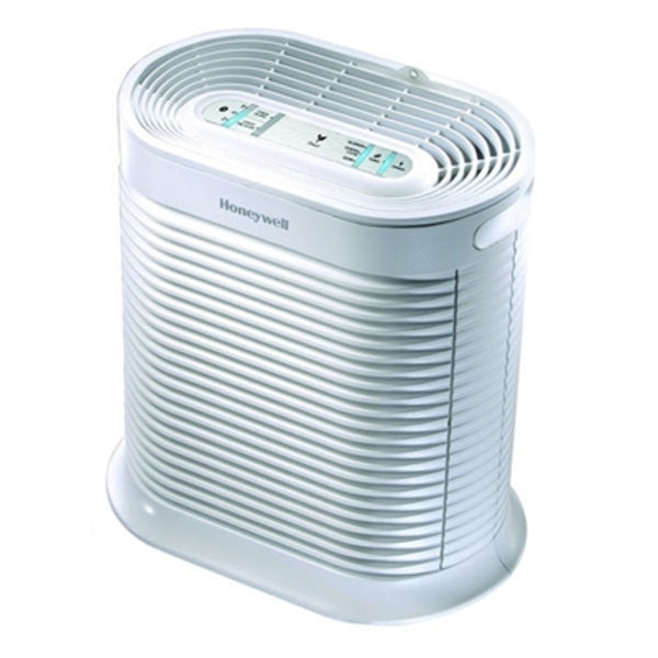 A True HEPA Air Purifier White on a white background.