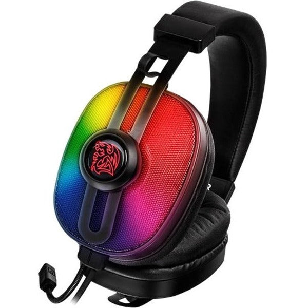 Enhance your gaming experience with our top-notch Tt eSPORTS PULSE G100 Gaming Headset featuring ergonomic comfort and a vibrant rainbow colored light.