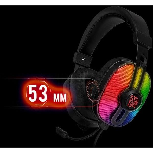 Enhance your gaming experience with our top-notch Tt eSPORTS PULSE G100 Gaming Headset featuring ergonomic comfort and a vibrant rainbow colored light.