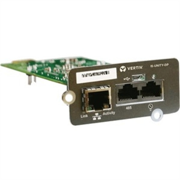 A Vertiv Liebert IntelliSlot Unity - SNMP - Network Card | Remote Monitoring with two ethernet ports.