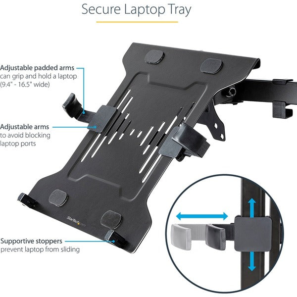 A StarTech.com VESA Laptop Tray for a laptop on a white background.