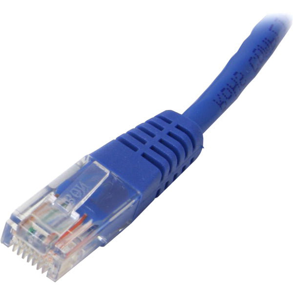 A pair of StarTech.com 50ft Blue Molded Cat5e UTP Patch Cables on a white background.