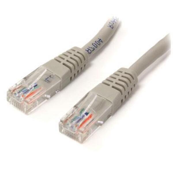 A pair of StarTech.com 50 ft Gray Molded Cat5e UTP Patch Cables on a white background.