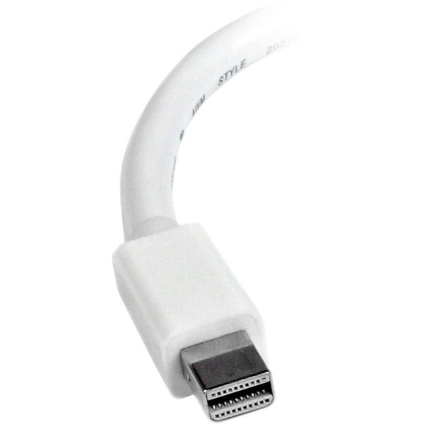 A white StarTech.com Mini DisplayPort to HDMI Video Adapter Converter.