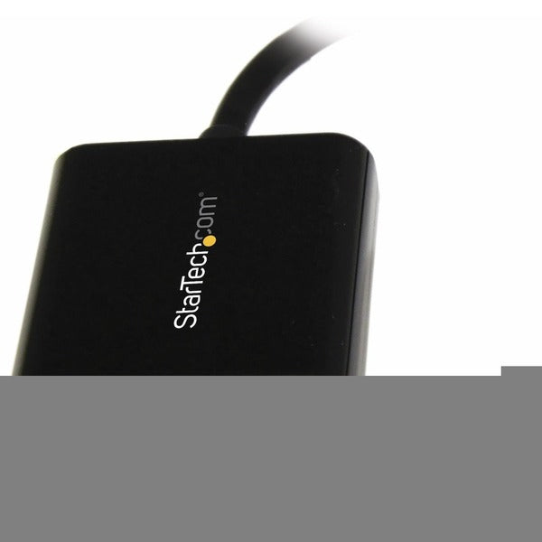 A black StarTech.com Mini DisplayPort 1.2 to VGA Adapter Converter - Mini DP to VGA - 1920x1200.
