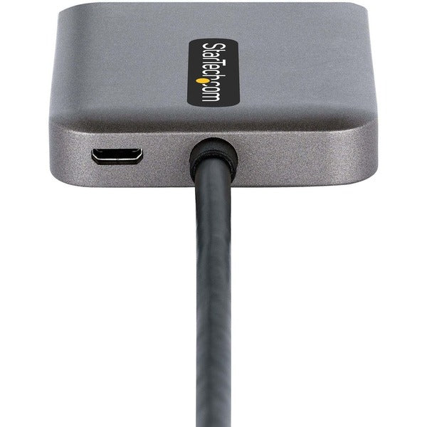 StarTech.com DP to Dual HDMI MST HUB, Dual HDMI 4K 60Hz, 2 Port DisplayPort Multi Monitor Adapter with 1ft/30cm Cable, DP 1.4 | DSC | HBR3 logo on a white background.